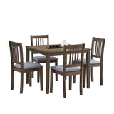 Wooden Dining Table Set with 4 Chairs, Mid Century Modern Square Kitchen Table, Upholstered Seats, Oak - Space Saving