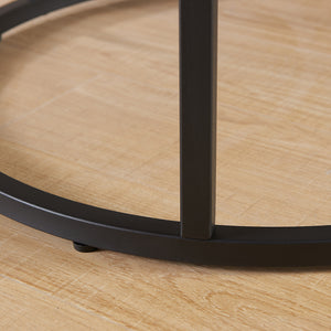 English Elm 24" Round Nesting Coffee Tables Faux Concrete Mdf Top Matte Black Metal Frame W3151P400586