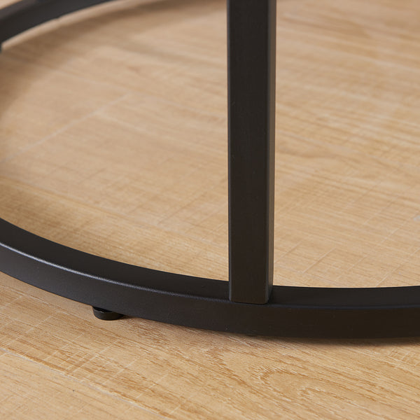 English Elm 24" Round Nesting Coffee Tables Faux Concrete Mdf Top Matte Black Metal Frame W3151P400586