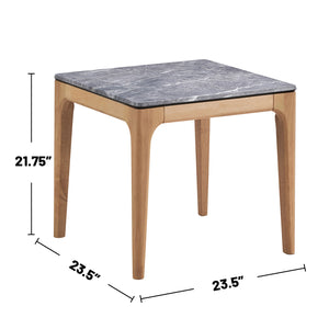 English Elm Square Faux Marble Top End Table Grey Light Oak Mid-Century Modern Accent Table Small 24" Nightstand B016P372968
