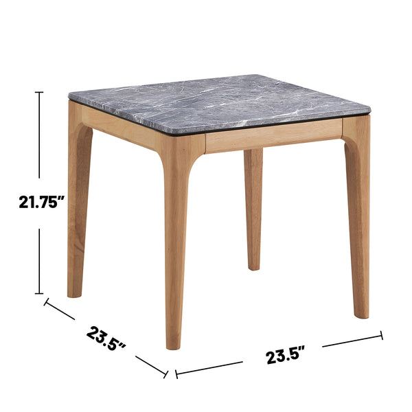 English Elm Square Faux Marble Top End Table Grey Light Oak Mid-Century Modern Accent Table Small 24" Nightstand B016P372968