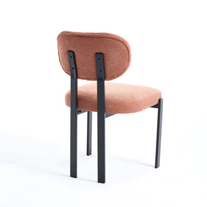 English Elm Modern Boucle Tufted Dining Chairs Set of 2 Mid-century Matte Leg Kitchen Seating Black,Orange W3244P296984