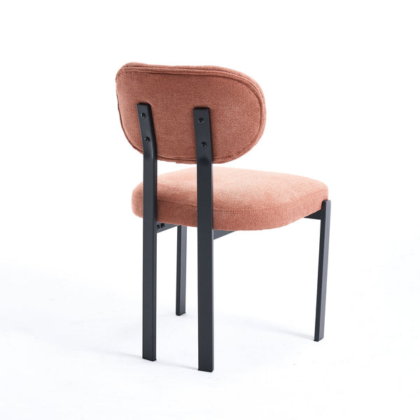 English Elm Modern Boucle Tufted Dining Chairs Set of 2 Mid-century Matte Leg Kitchen Seating Black,Orange W3244P296984