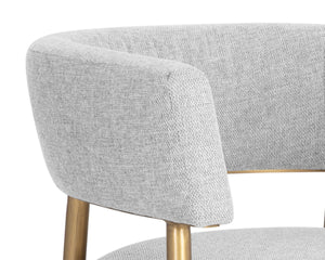 Sunpan MAESTRO Dining Armchair - Luxurious Belfast Heather Grey with Antique Brass Legs for Modern Elegance 107905