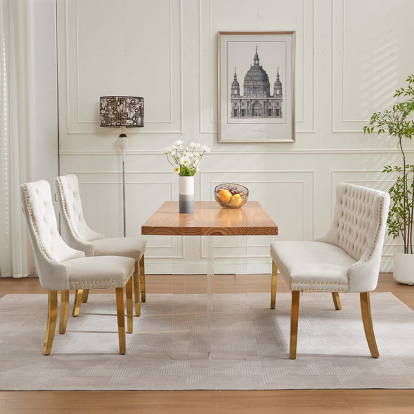 English Elm Velvet Double Dining Loveseat Bench - Elegant 2-Seat Tufted Velvet With Gold Legs, Mid-Century Modern Style W1143P362522-GIGA