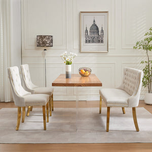 English Elm Velvet Mid-Century Double Dining Loveseat Bench with Hand-Tufted Buttons, Wingback Comfort, Luxe Seating Beige W1143P362522