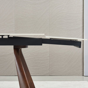 English Elm Retractable Sintered Stone Extendable Dining Table Seats Eight with Steel Base W5630S00001