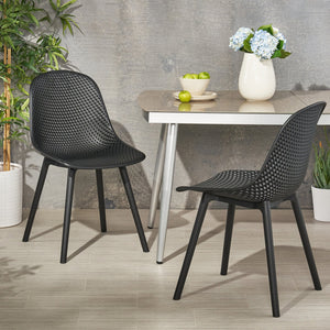 English Elm Christopher Knight Home® - POSEY Chair - Weather-Resistant Polypropylene Outdoor Dining Chair with Perforated Diamond Mesh Design for Durable Style Black 27.5 L x 21.5 W x 20.2 H 69067.00