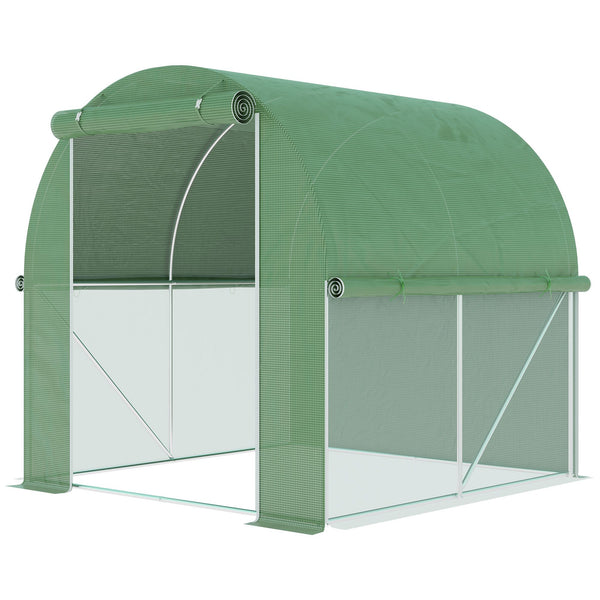 English Elm Outsunny Walk-in Tunnel Greenhouse Steel Frame Pe Cover Uv Protection Season Extender W2225P229101