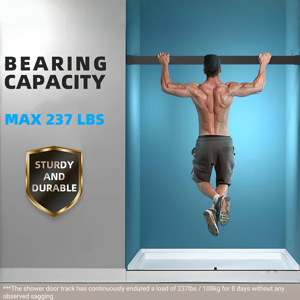 English Elm 56 Inch Frameless Double Sliding Shower Door 10mm Tempered Glass Soft Close Chrome Matte Black W1573126510