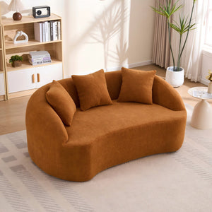 English Elm Ly-049s Curved Chenille Loveseat with Boneless Frame for Modern Living Spaces Orange W2231P402439