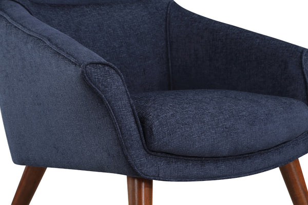 OSP Home Furnishings Waneta Chair and Ottoman Midnight Blue