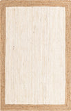 Unique Loom Braided Jute Goa Hand Braided Border Rug White, Natural 5' 1" x 8' 0"