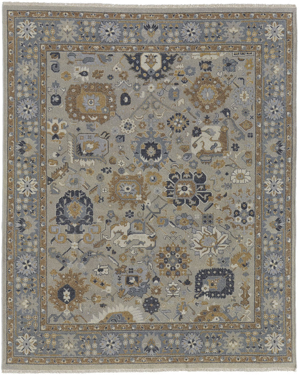 Feizy Rugs Corbitt Classic Hand Knotted Wool Oriental Rug – Elegant Persian Design For Timeless Living Spaces Blue,Brown,Gray Wool Cor0612fblubrne50