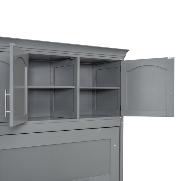 English Elm Queen Murphy Wall Bed with Integrated Wardrobe and Drawers for Studio Spaces LP000876AAE-1