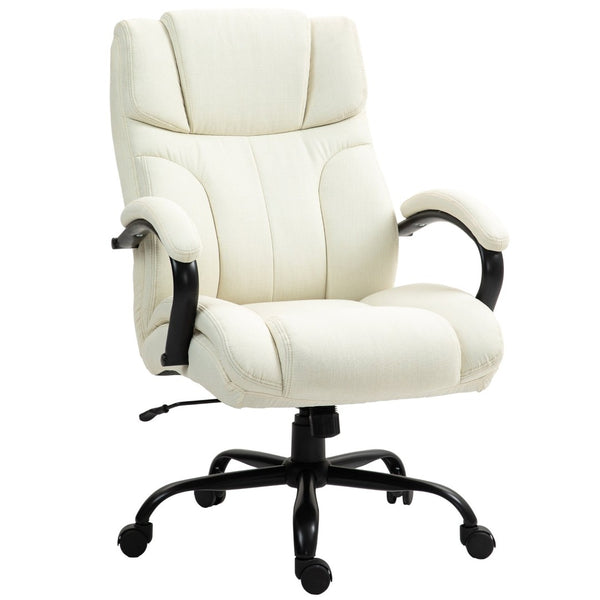 English Elm Vinsetto Big And Tall Office Chair - Ergonomic Executive Seat, Adjustable Height, Cream Linen Finish W2225P217954-GIGA