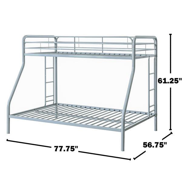 English Elm Metal Twin Over Full Bunk Bed Steel Frame with Guardrails for Kids or Guest Rooms Silver B016P469264
