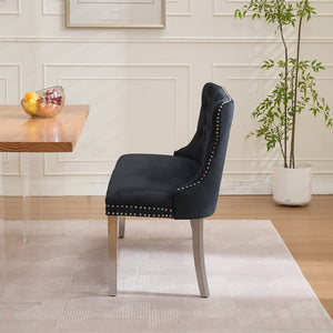 English Elm Velvet Double Dining Loveseat Bench - Chic Mid-Century Modern Velvet Seating For Two, Black W1143P362521-GIGA