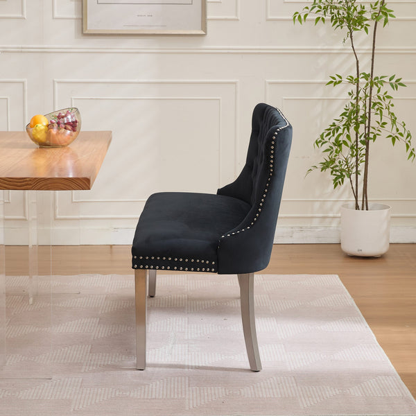 English Elm Velvet Mid-Century Double Dining Loveseat Bench with Hand-Tufted Buttons, Wingback Comfort, Luxe Seating W1143P362521 W1143P362521