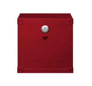 English Elm Cargo Red Industrial Nightstand with USB Ports, Iron Cargo-Style Metal Storage, Rugged Modern Design B2726P255733