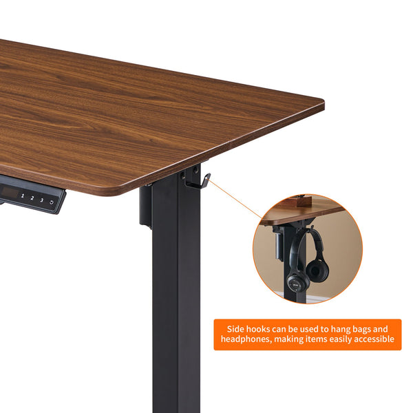 English Elm Electric Standing Desk with Steel Frame Mahogany Top for Home Office Productivity W1769P498654