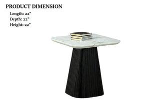 English Elm Contemporary 3-Piece Table Set: Square Coffee & End Tables With Faux Marble Top & Black Base Design B2741S00646