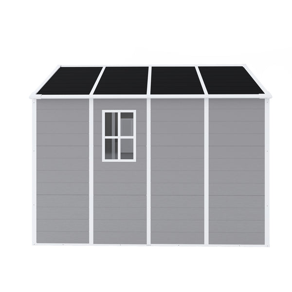 English Elm Campcraft 8x8 Ft Resin Storage Shed with Uv Resistant Polypropylene Panels and Hd Windows W1598S00013