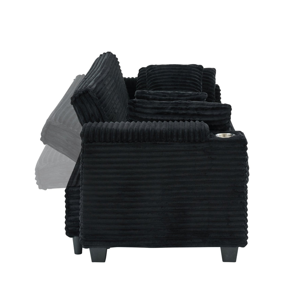 English Elm 80 Inch Black Corduroy Sofa Bed – Versatile, Comfortable, And Stylish For Living Room & Apartment Use W1658P269824