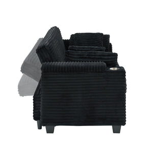 English Elm 80 Inch Black Corduroy Sofa Bed – Versatile, Comfortable, And Stylish For Living Room & Apartment Use W1658P269824