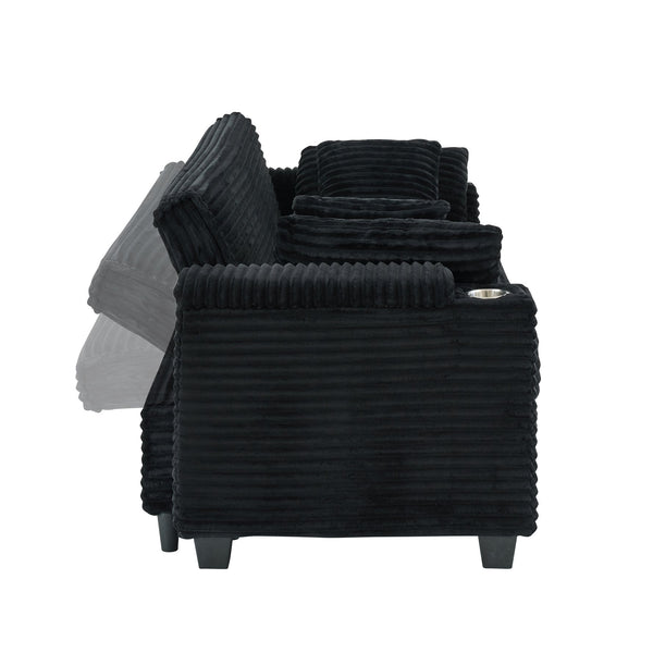 English Elm 80 Inch Black Corduroy Sofa Bed – Versatile, Comfortable, And Stylish For Living Room & Apartment Use W1658P269824