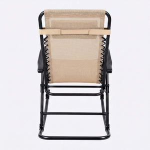 English Elm Oversized Zero Gravity Patio Recliner with Mesh Seat Wood Arms and Cup Holder W5159P446019