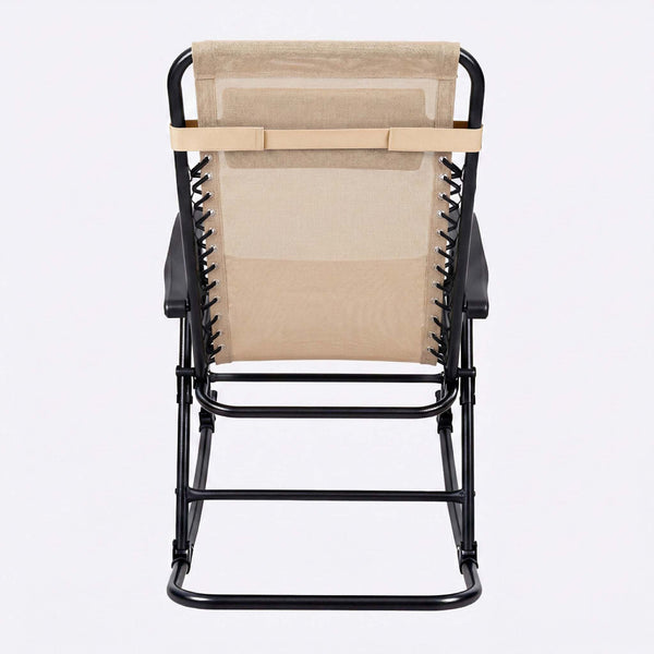 English Elm Oversized Zero Gravity Patio Recliner with Mesh Seat Wood Arms and Cup Holder W5159P446019