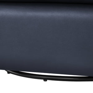 English Elm Sutton Midnight Blue Faux Leather Swivel Barrel Chair — Ultra-Soft Performance, Stain-Resistant, 360° Comfort B050P322588