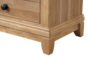 English Elm Farmhouse Natural Oak Nightstand with Felt-Lined Top Drawer, Dovetail Pecan Veneer 3-Drawer Table B2741P406814