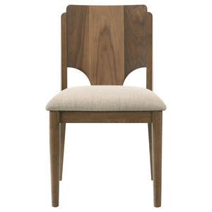 English Elm 2pc Mid-century Dining Side Chairs with Foam Padded Seats and Spindle Back in Neutral Wheat Upholstery Beige,Walnut 39.17 L x 20.5 W x 11.81 H B011P301348