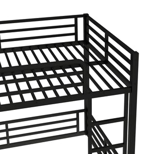 English Elm Metal Full Xl Bunk Bed Frame - Heavy-Duty, Noise-Reduced Design For Kids, Teens & Adults, Black Finish W1580S00159