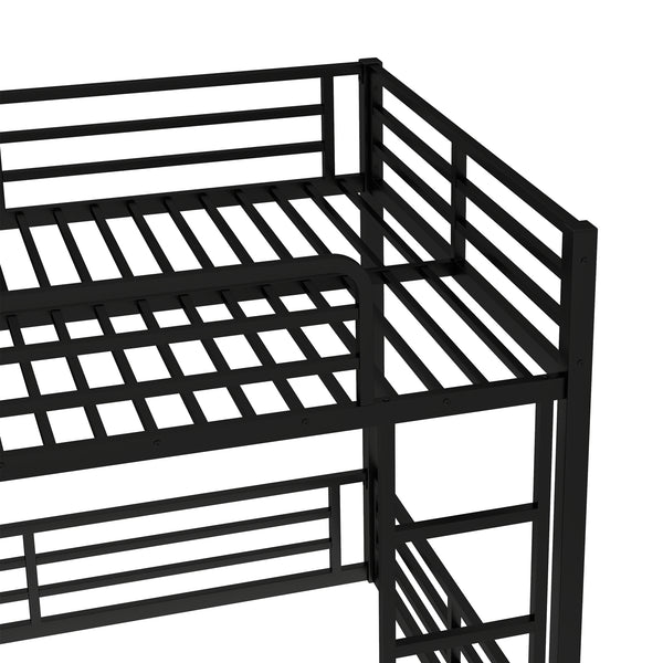 English Elm Metal Full Xl Bunk Bed Frame - Heavy-Duty, Noise-Reduced Design For Kids, Teens & Adults, Black Finish W1580S00159