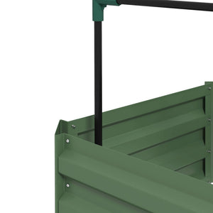 English Elm Outsunny Galvanized Raised Garden Bed With Trellis, 24" Outdoor Planter For Vegetables & Vines W2225P174424-GIGA