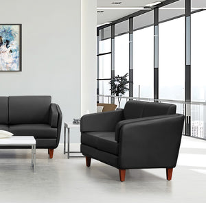 OSP Home Furnishings Loveseat Commercial Grade Faux Leather Two Seat Sofa with Cherry Wood Legs for Offices Loveseat SL59402-U65