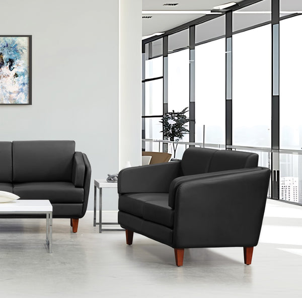 OSP Home Furnishings Loveseat Commercial Grade Faux Leather Two Seat Sofa with Cherry Wood Legs for Offices Loveseat SL59402-U65