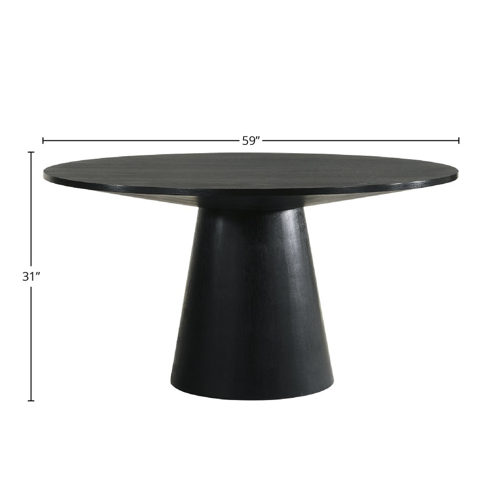 English Elm Froja Black Round Dining Table with Rubberwood & Oak Veneer Finish, Durable 25mm Top, Modern Elegance B2726S00116