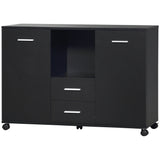 English Elm Vinsetto Multifunction Office Filing Cabinet Printer Stand With 2 Drawers, 2 Shelves, & Smooth Counter Surface, Black