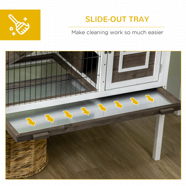English Elm Pawhut Fir Wood Indoor Rabbit Hutch Elevated Pet Cage with Run Ramp and Tray W2225P173742