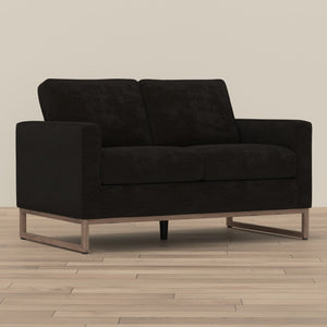 English Elm Black Mid-century Modern Loveseat with Wraparound Metal Base for Living Rooms B361P483237