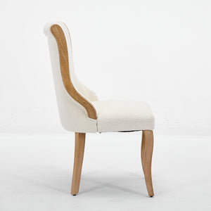 English Elm Snow velvet dining chair with plush breathable upholstery, mid-century wood trim and sculpted legs comfort and style Beige W1143P332691