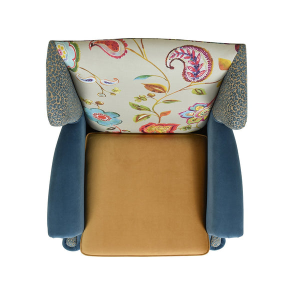 English Elm Jennifer Taylor Home - Anya Boho Chic Wingback Accent Chair - Vibrant Floral & Leopard Print In Blue-Teal & Yellow-Gold B2719P238252