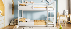 English Elm Twin Over Bunk Bed Solid Pine Frame Gray Finish with Guardrail for Kids N708P429640K