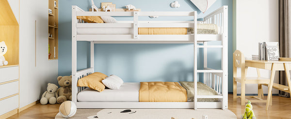 English Elm Twin Over Bunk Bed Solid Pine Frame Gray Finish with Guardrail for Kids N708P429640K