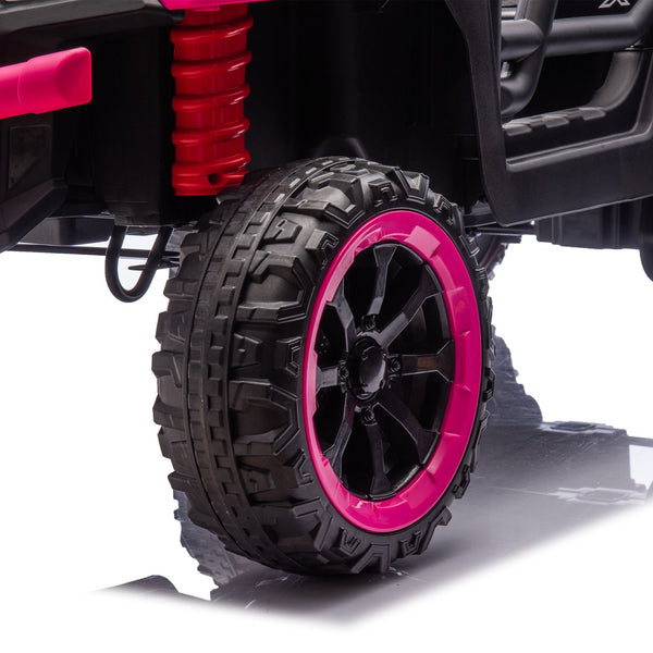 English Elm 24v Two Seat Kids Electric Dump Truck Six Wheel 4wd Utv with Parental Remote Pink W1578P268990