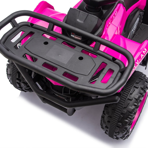 English Elm 24v Dual Motor Kids Atv Ride on with Led Lights Bluetooth Storage Racks Off Road Pink W1578P390450